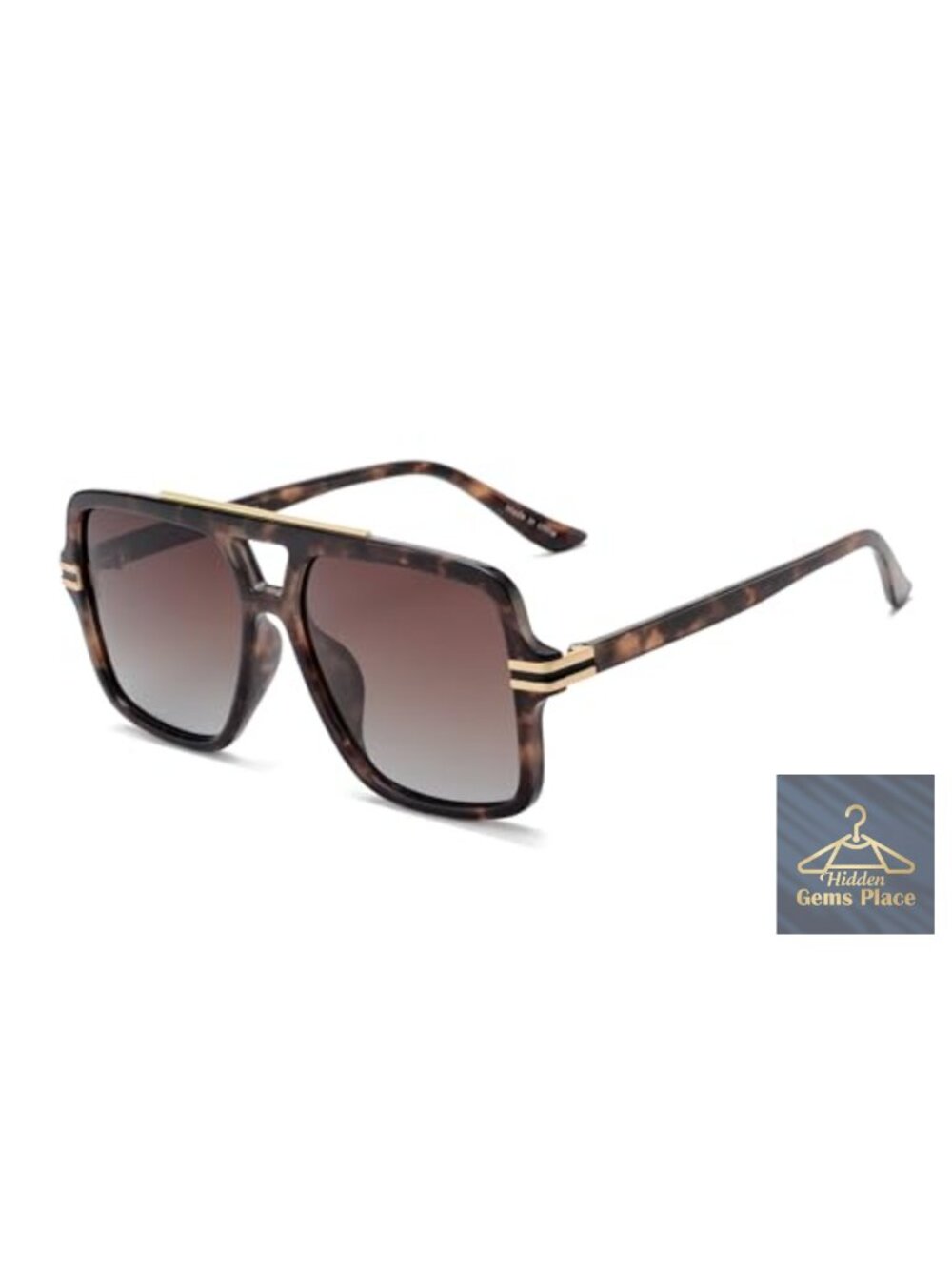 Retro Oversized Polarized Square Sunglasses for Women Men UV Protection